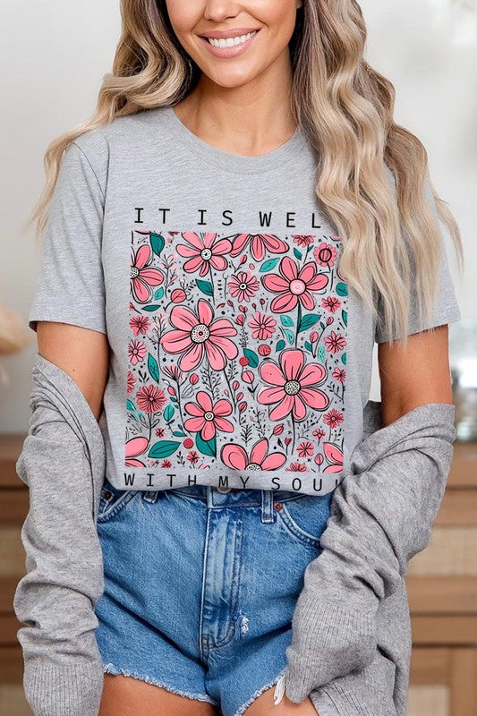 It Is Well With My Soul Flower Graphic Tee - RARA Boutique 