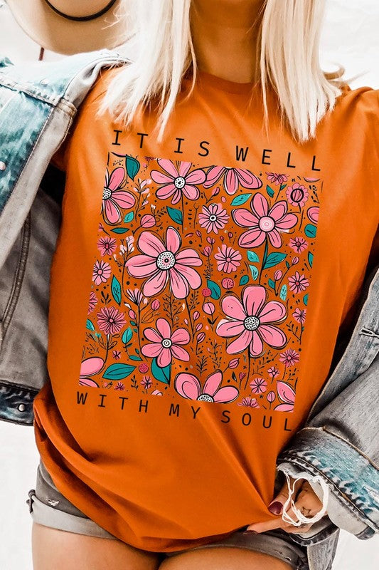 It Is Well With My Soul Flower Graphic Tee - RARA Boutique 