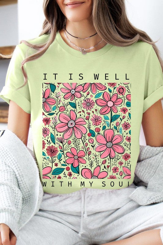 It Is Well With My Soul Flower Graphic Tee - RARA Boutique 