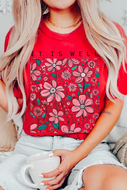 It Is Well With My Soul Flower Graphic Tee - RARA Boutique 