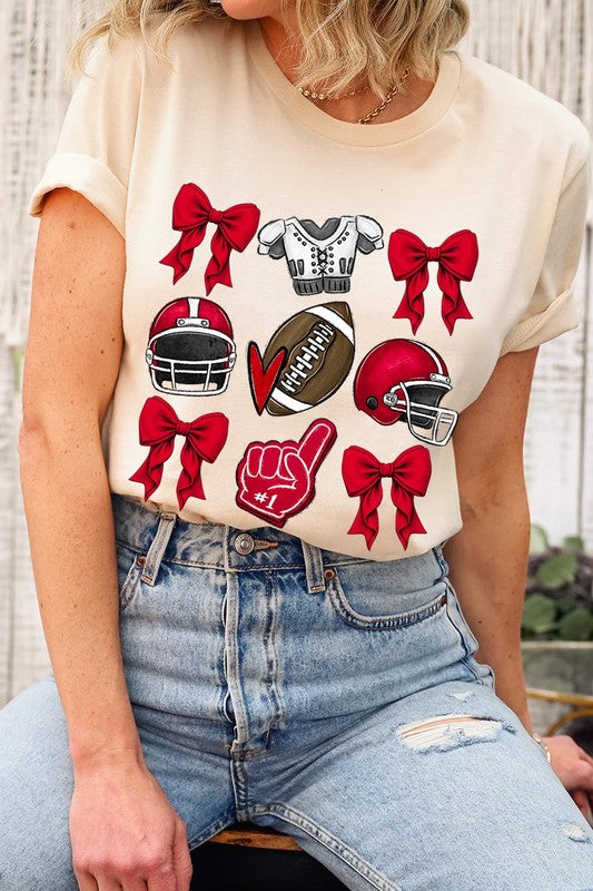 Coquette Football Bow Graphic Tee - RARA Boutique 