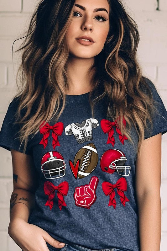 Coquette Football Bow Graphic Tee - RARA Boutique 