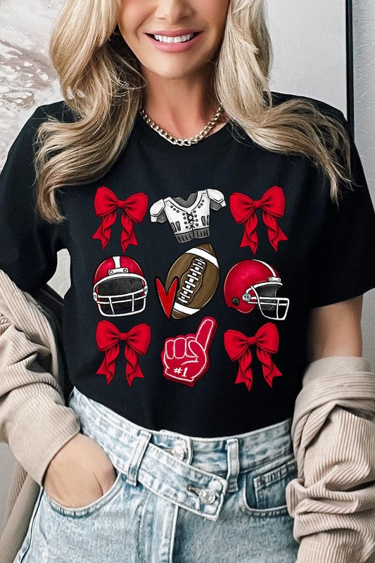 Coquette Football Bow Graphic Tee - RARA Boutique 