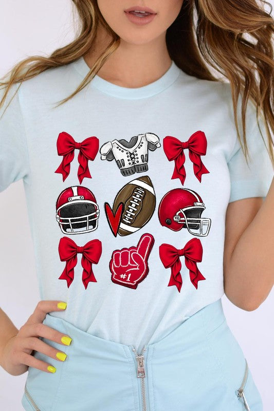 Coquette Football Bow Graphic Tee - RARA Boutique 