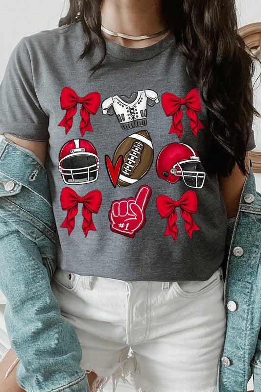 Coquette Football Bow Graphic Tee - RARA Boutique 