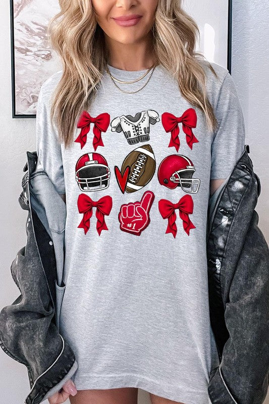 Coquette Football Bow Graphic Tee - RARA Boutique 