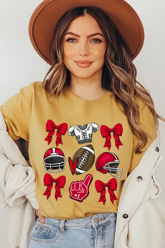 Coquette Football Bow Graphic Tee - RARA Boutique 