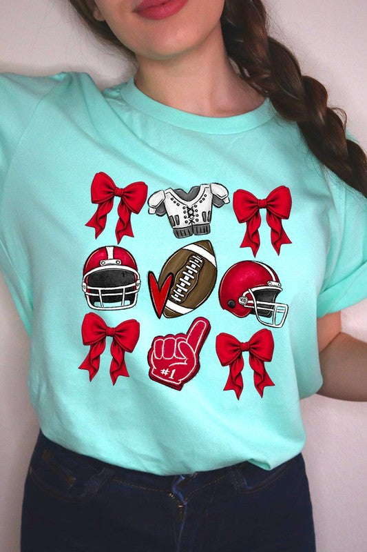 Coquette Football Bow Graphic Tee - RARA Boutique 