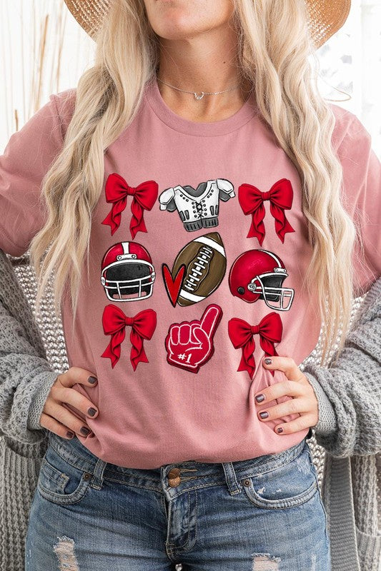 Coquette Football Bow Graphic Tee - RARA Boutique 