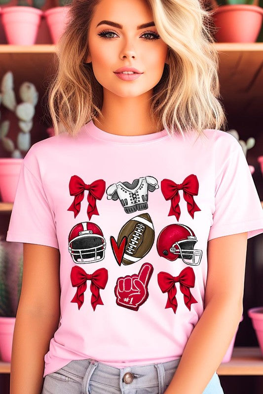 Coquette Football Bow Graphic Tee - RARA Boutique 