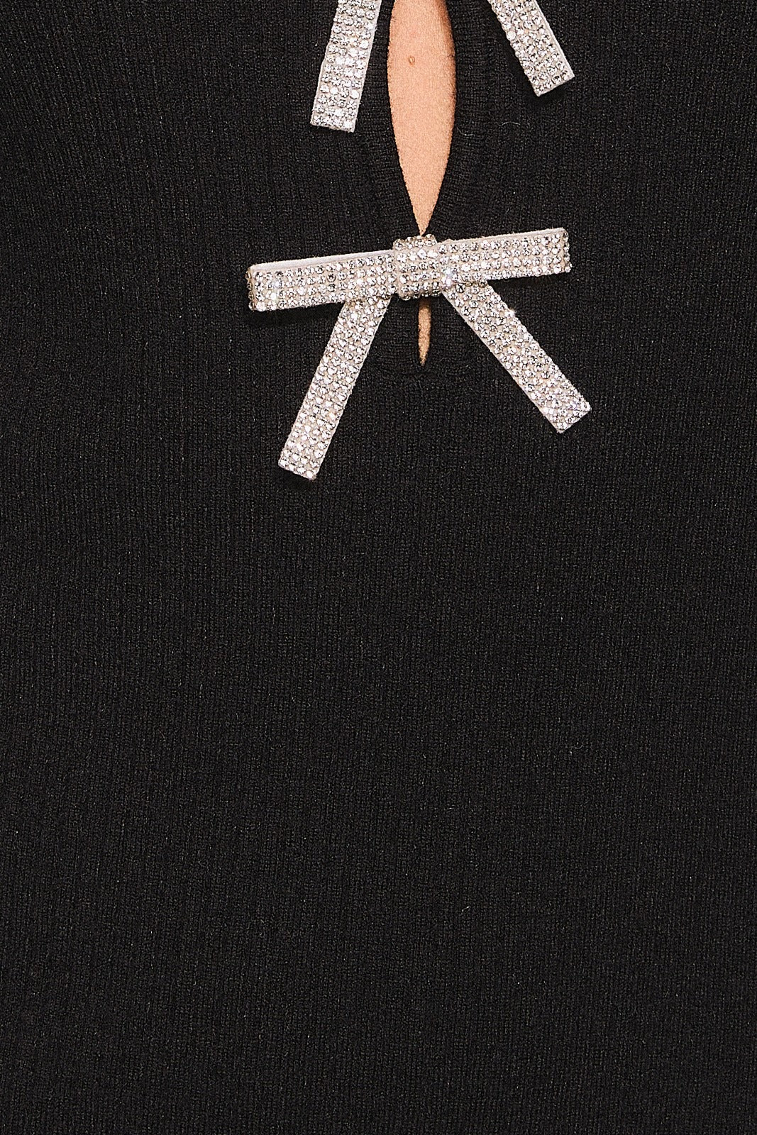 Rhinestone Bow Cutout Long Sleeve Sweater Dress - Le Lis - RARA Boutique 