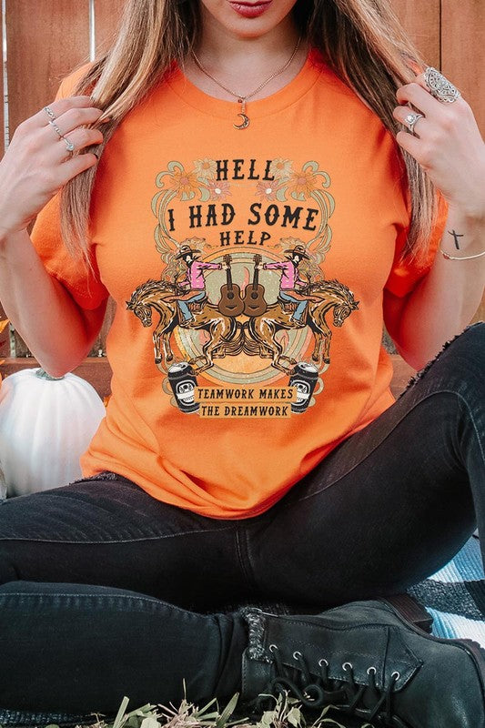 Hell I Had Some Help Western Graphic Tee - RARA Boutique 