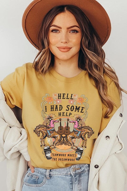 Hell I Had Some Help Western Graphic Tee - RARA Boutique 