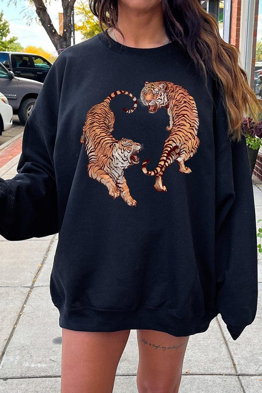 Tigers Graphic Fleece Sweatshirt - RARA Boutique 