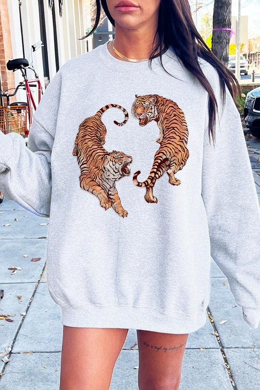 Tigers Graphic Fleece Sweatshirt - RARA Boutique 