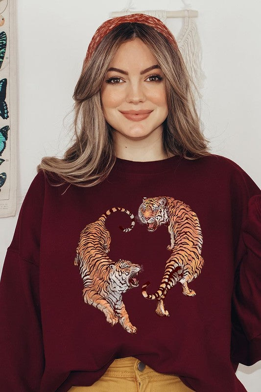 Tigers Graphic Fleece Sweatshirt - RARA Boutique 