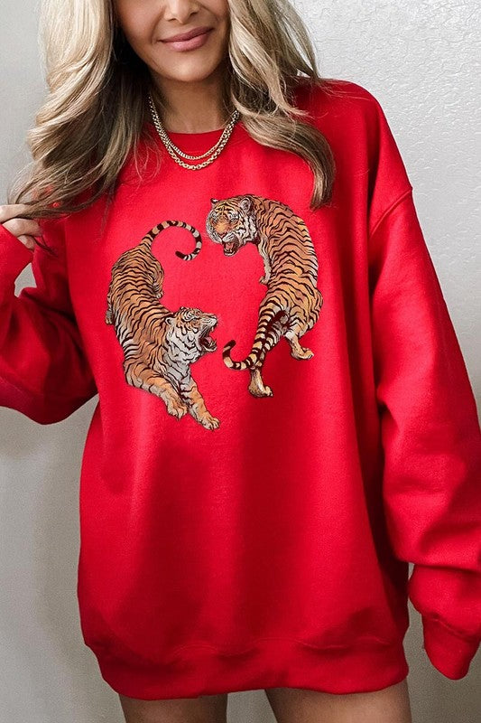 Tigers Graphic Fleece Sweatshirt - RARA Boutique 