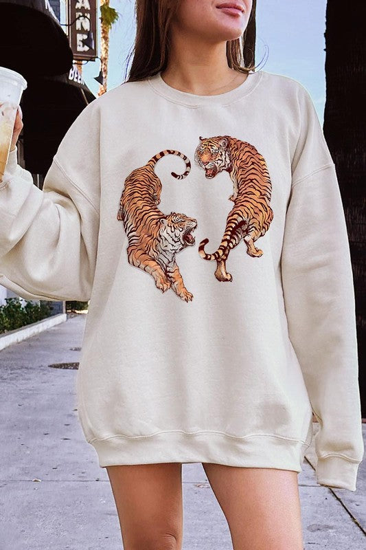 Tigers Graphic Fleece Sweatshirt - RARA Boutique 