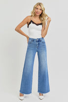 Tummy Control High Rise Light Wash Wide Leg Jeans - Risen - RARA Boutique 