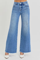 Tummy Control High Rise Light Wash Wide Leg Jeans - Risen - RARA Boutique 