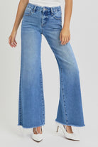 Tummy Control High Rise Light Wash Wide Leg Jeans - Risen - RARA Boutique 