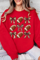 Coquette Football Bow Graphic Fleece Sweatshirt - RARA Boutique 