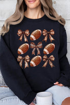 Coquette Football Bow Graphic Fleece Sweatshirt - RARA Boutique 