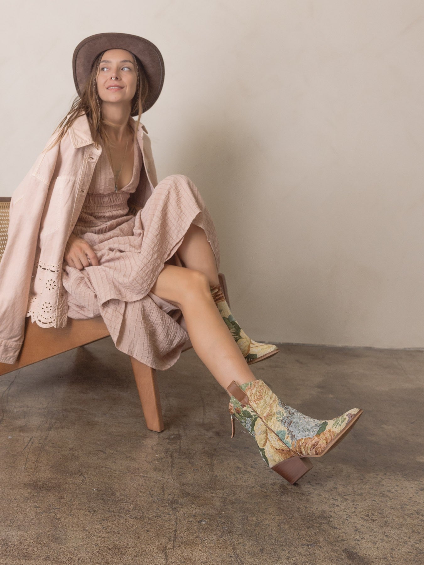 Vintage Floral Jacquard Tapestry Western Boots - Oasis Society