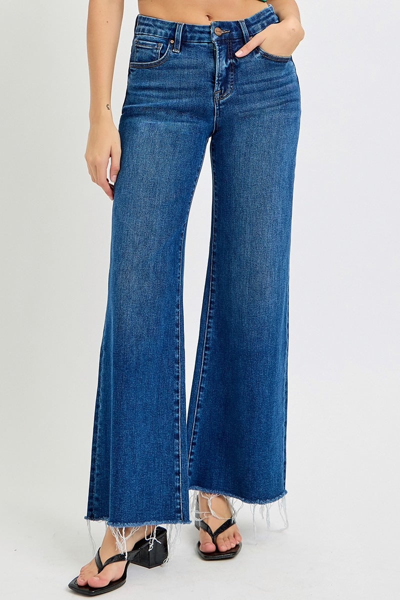 Tummy Control High Rise Wide Leg Jeans - Risen - RARA Boutique 