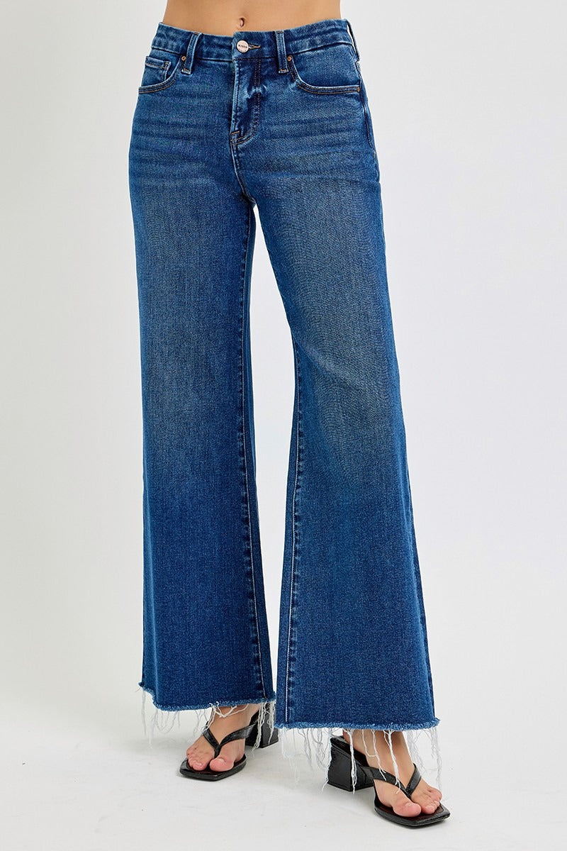 Tummy Control High Rise Wide Leg Jeans - Risen - RARA Boutique 