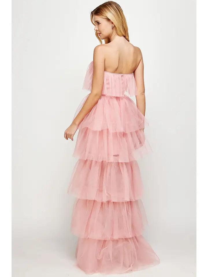 Strapless High Low Layered Tulle Dress-Strut & Bolt - RARA Boutique 