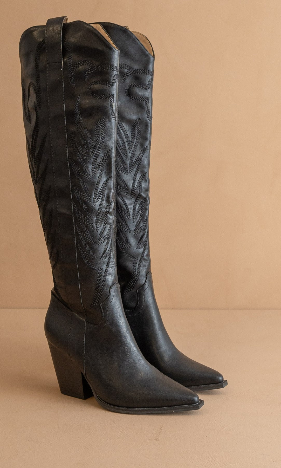 Tall Knee High Western Embroidered Pointed Toe Boots - Oasis Society - RARA Boutique 
