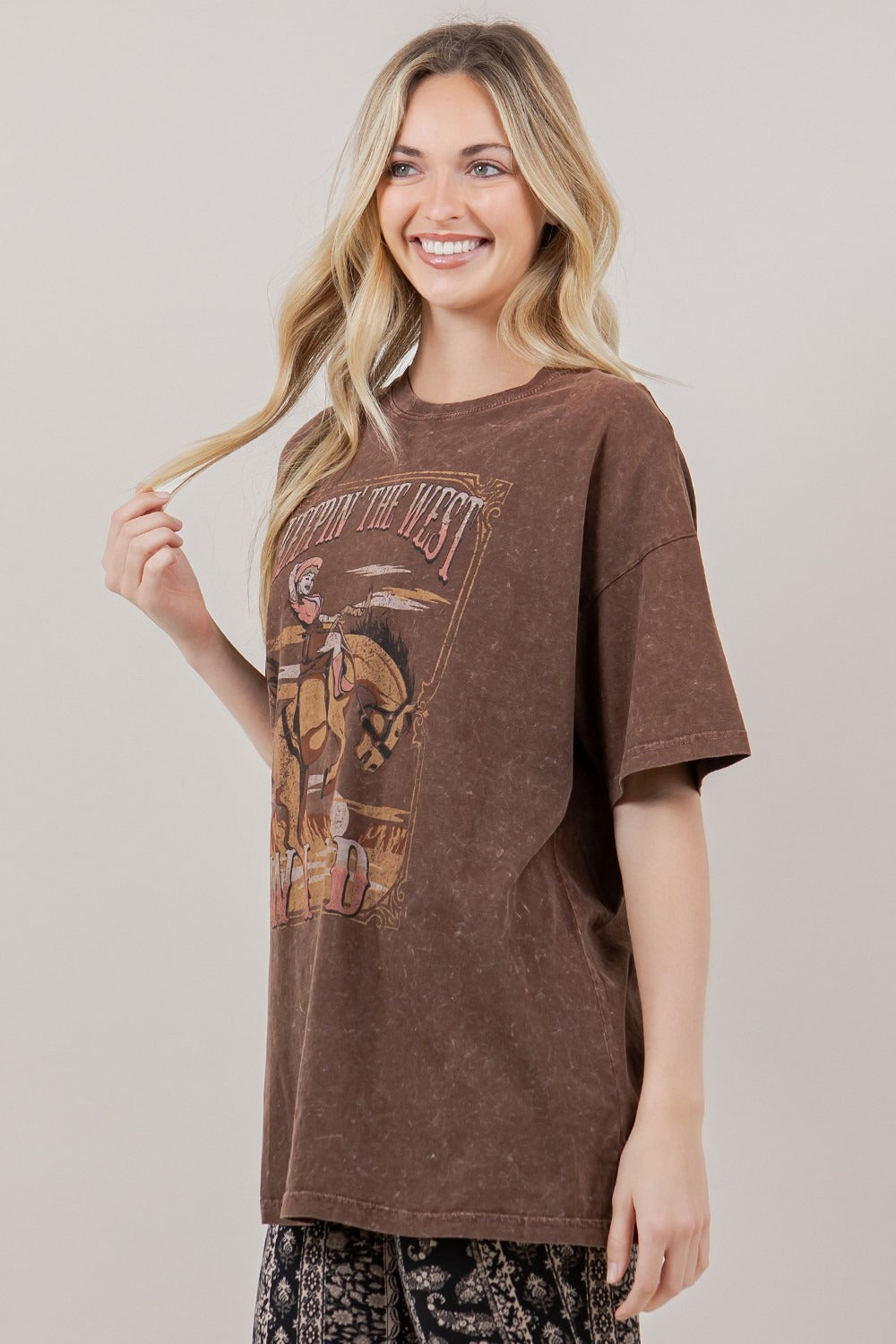 Keepin’ the West Wild Cowgirl Acid Wash T-Shirt - RARA Boutique 
