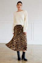 Leopard Print Accordion Pleated Midi Skirt - Sunday Edition - RARA Boutique 