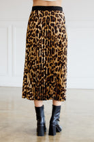 Leopard Print Accordion Pleated Midi Skirt - Sunday Edition - RARA Boutique 