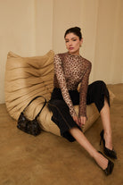 Mock Neck Long Sleeve Leopard Print Mesh Top - Sunday Edition - RARA Boutique 