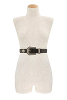 Turquoise beaded Western diamond concho leather belt with silver accents, stylish accessory from RARA Boutique.