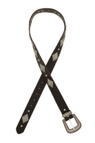 Turquoise beaded Western diamond concho leather belt with silver accents, stylish accessory from RARA Boutique.