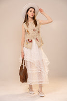 Western Embroidered Denim Vest Top - Blue B - RARA Boutique 