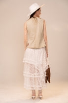 Western Embroidered Denim Vest Top - Blue B - RARA Boutique 