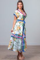 Island Palms & Floral Button-Front Midi Dress - Taelynn - RARA Boutique 