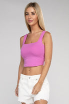 Cotton Square Neck Cropped Cami Top - RARA Boutique 