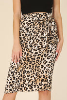 Satin Leopard Print Wrap Skirt - RARA Boutique 