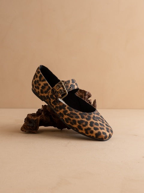 Leopard Print Mary Jane Ballet Flats with Buckle - Oasis Society - RARA Boutique 