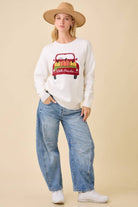 Textured Pumpkin Patch Truck Embroidered Patchwork Sweater - Main Strip - RARA Boutique 