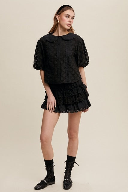 Lace Tiered Ruffle Mini Skort - Listicle - RARA Boutique 