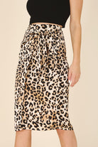 Satin Leopard Print Wrap Skirt - RARA Boutique 