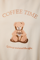 Coffee Time Teddy Bear Embroidered Crewneck Sweatshirt - Sunday Edition - RARA Boutique 
