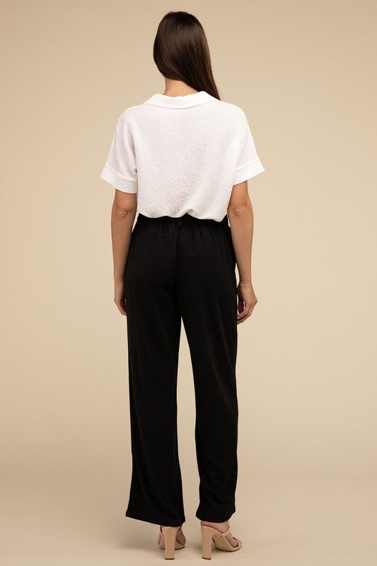 Waffle Trouser Pants with Pockets - RARA Boutique 