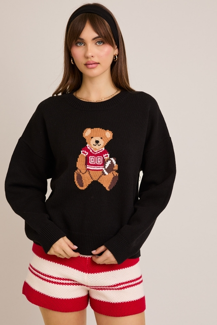 Long Sleeve Football Teddy Bear Sweater - Le Lis - RARA Boutique 
